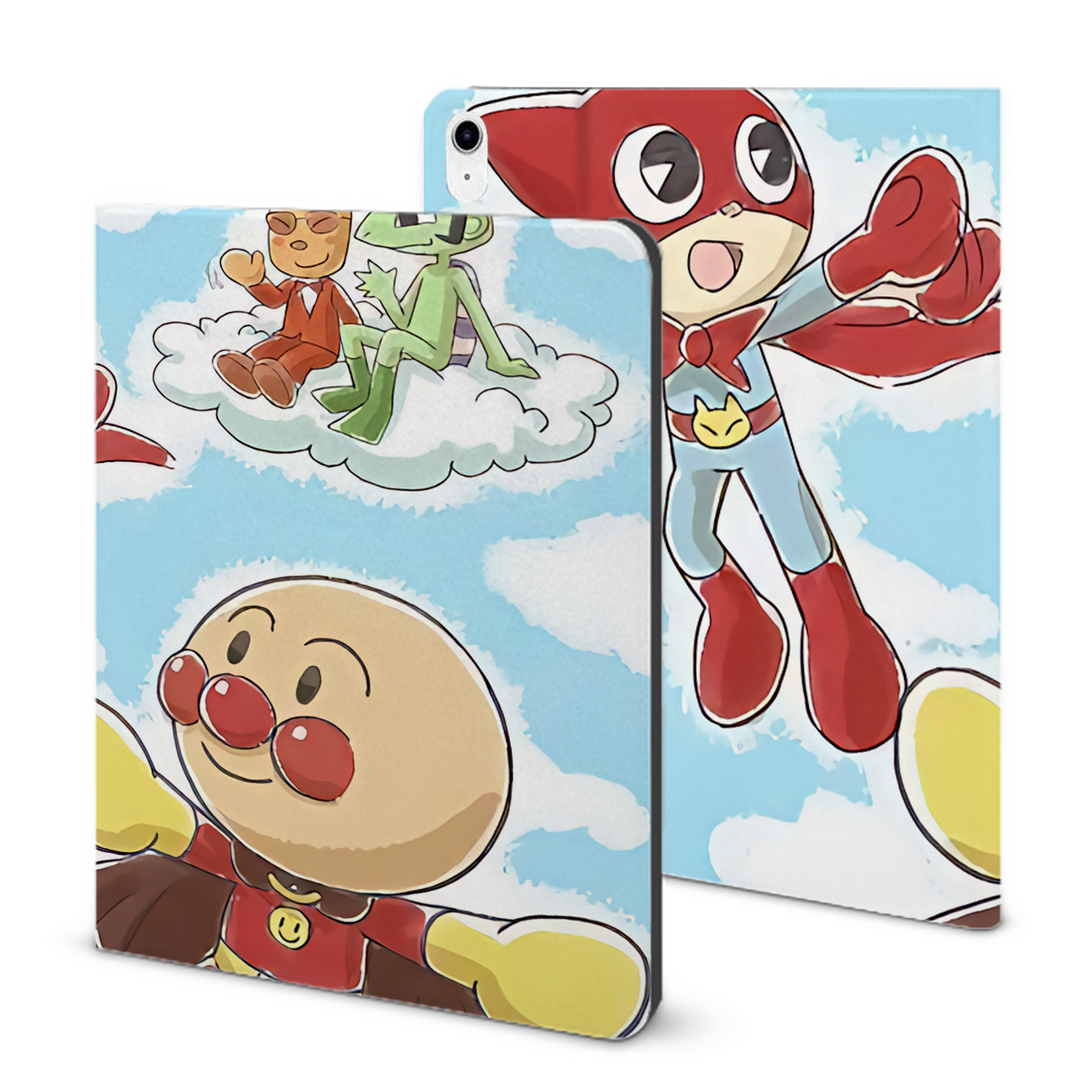 （画像用） アンパンマン Anpanman IPad ケース ブック型 PUレザー TPU 耐衝撃 軽量 薄型 ペン収納なし 全面保護 IPad 各モデル対応